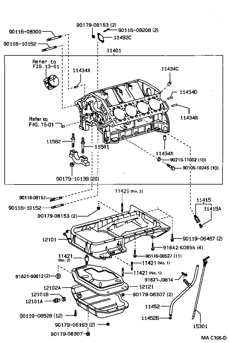 Toyota 15301-50021 GAGE SUB-ASSY, OIL LEVEL