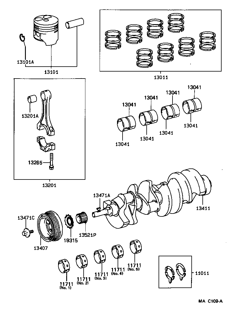 Toyota 90521-25005 RING, HOLE SNAP(FOR PISTON PIN)