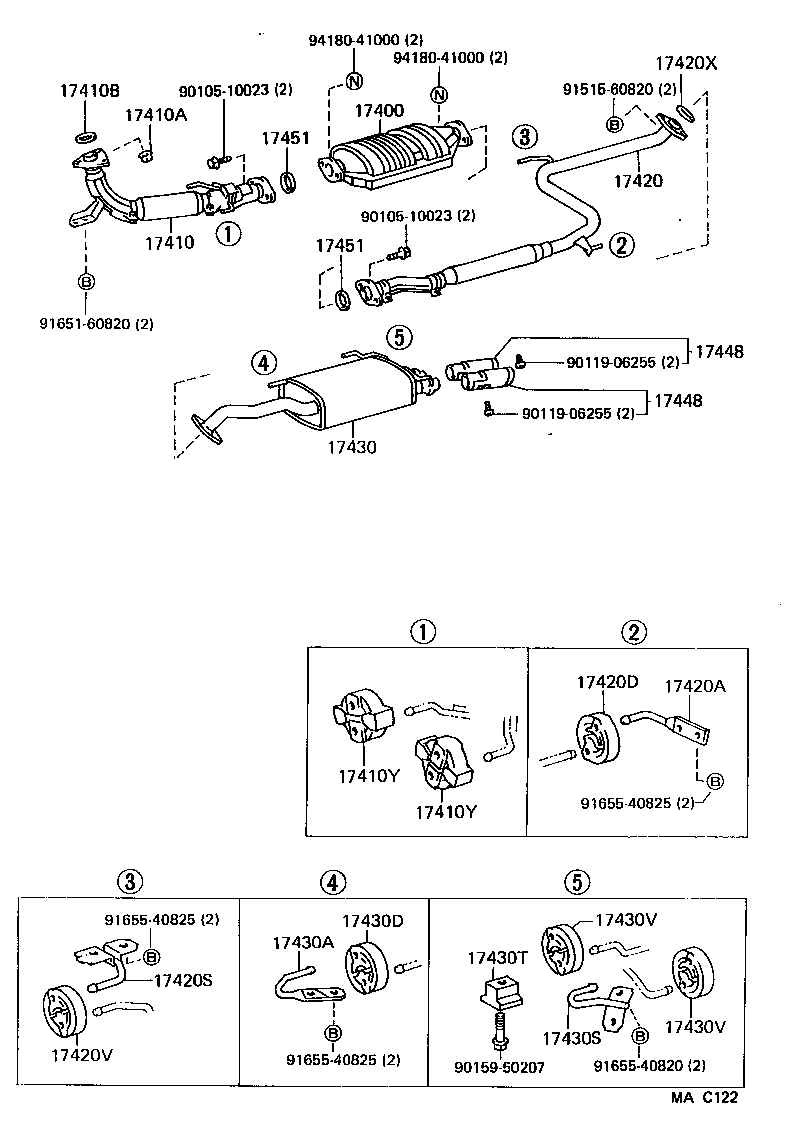 17410-62031 PIPE ASSY, EXHAUST, FRONT product image