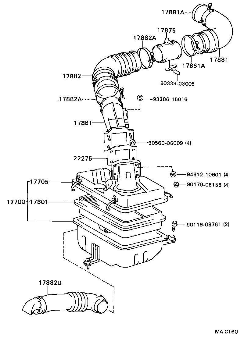 17103-54050 PIPE SUB-ASSY, AIR CLEANER, NO.2 product image