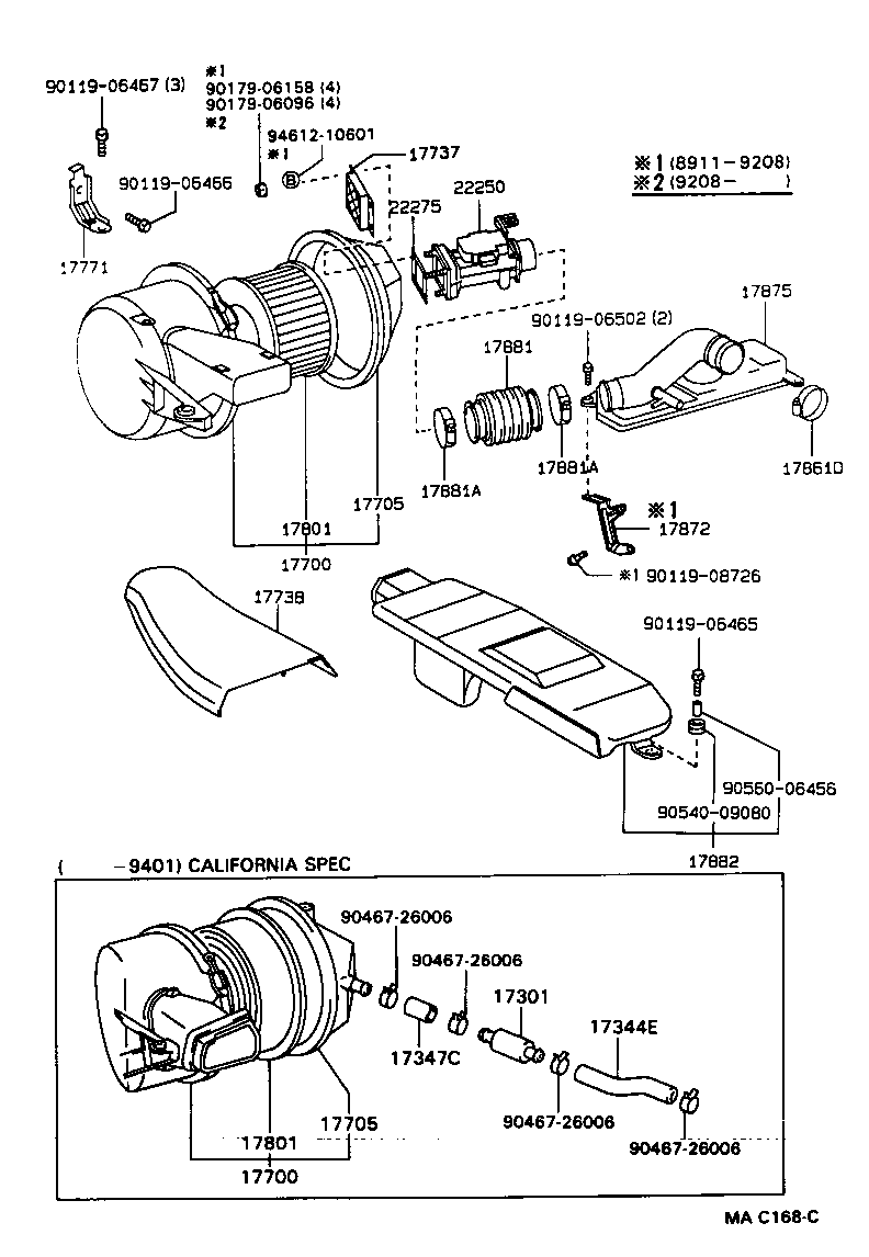 Toyota 17700-50020 CLEANER ASSY, AIR
