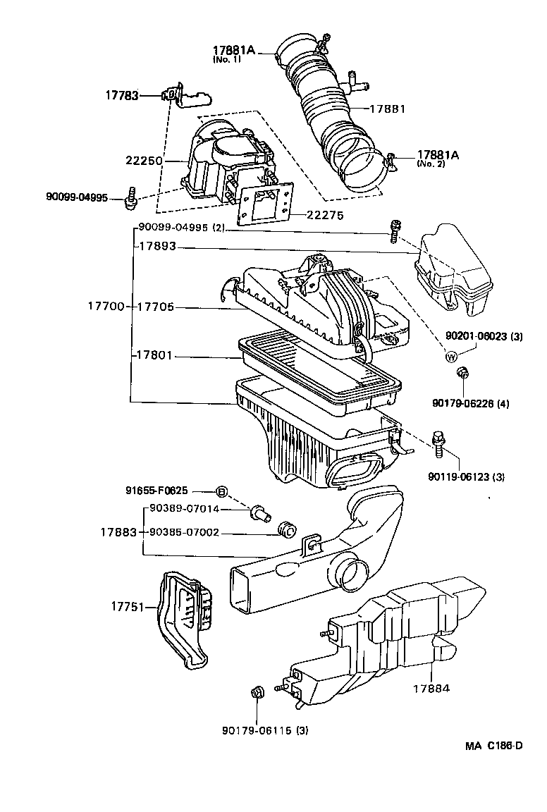 Toyota 17751-62020 INLET, AIR CLEANER, NO.1