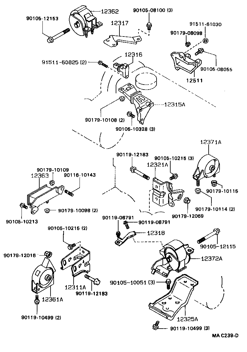 12361-16100 INSULATOR, ENGINE MOUNTING, FRONT(FOR TRANSVERSE ENGINE) product image