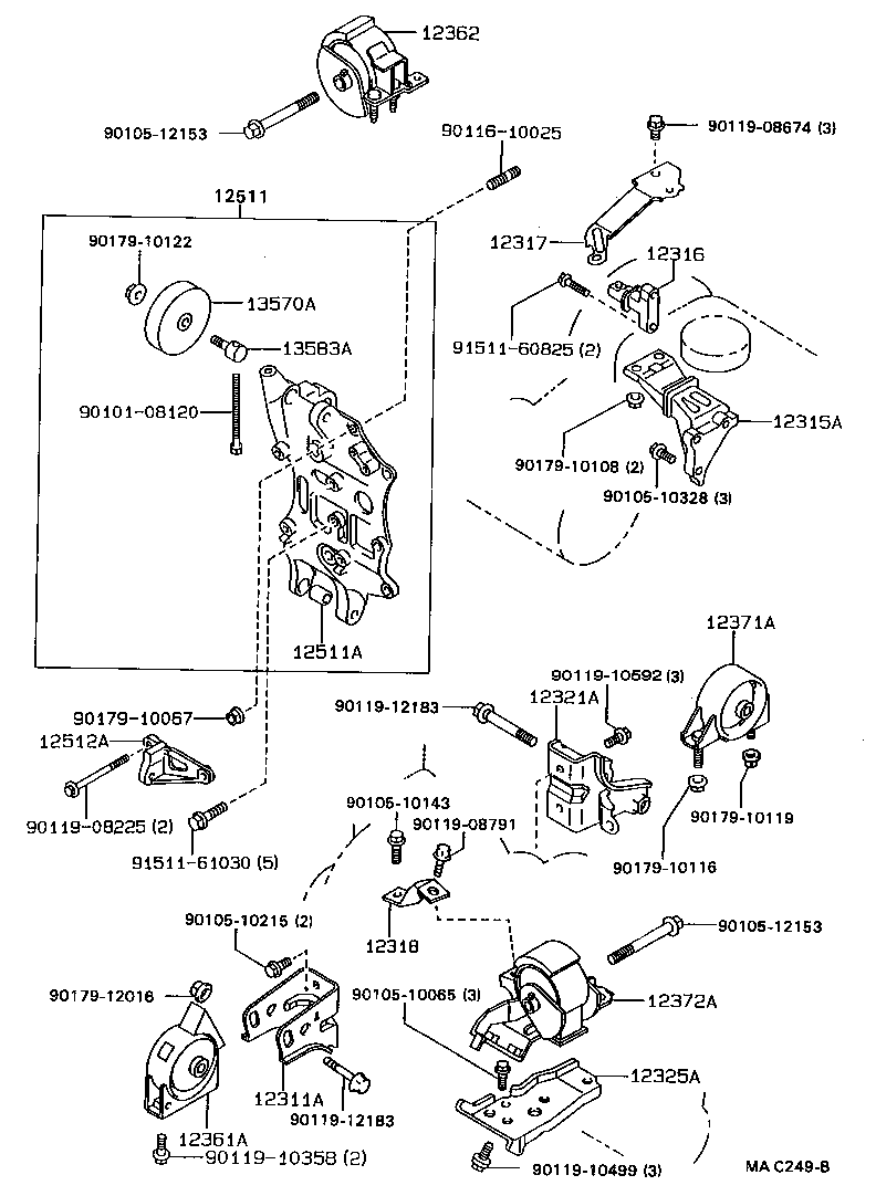 12361-16100 INSULATOR, ENGINE MOUNTING, FRONT(FOR TRANSVERSE ENGINE) product image