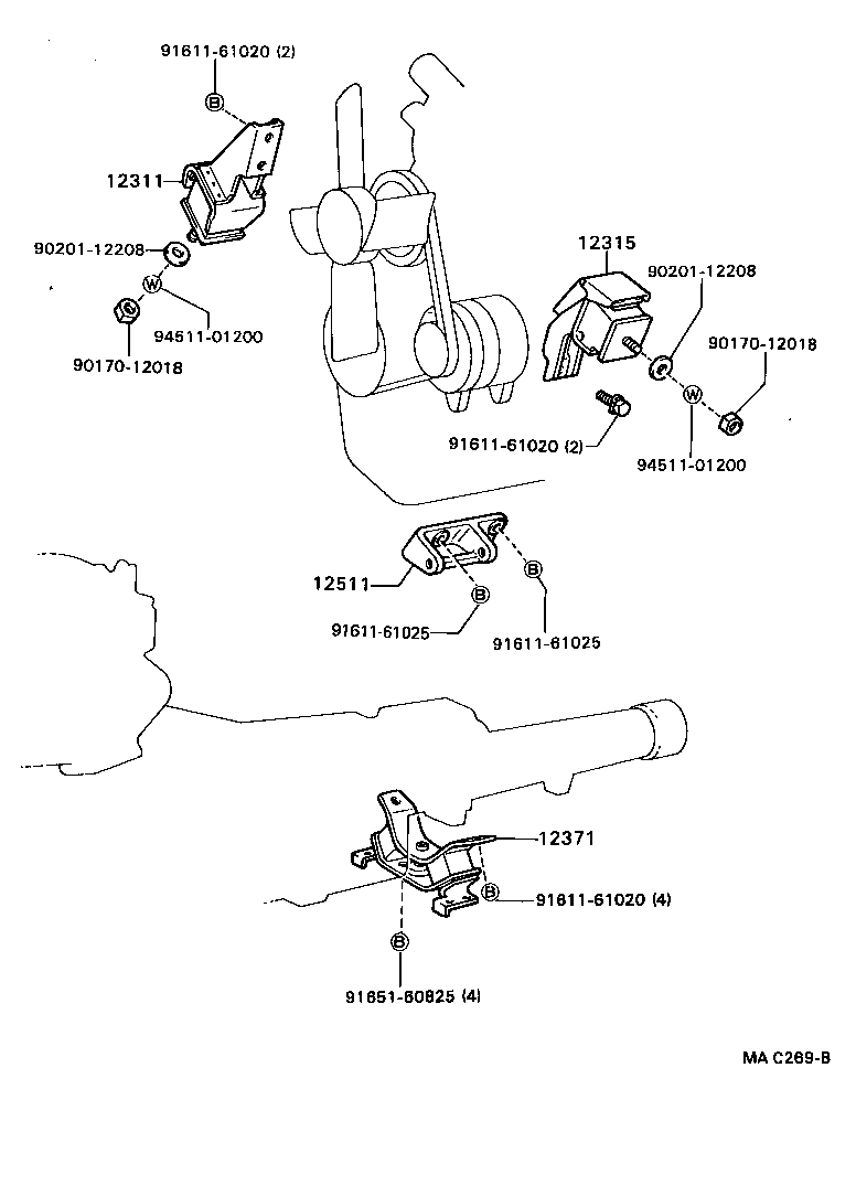 12302-13012 BRACKET, ENGINE MOUNTING, FRONT NO.1 LH product image