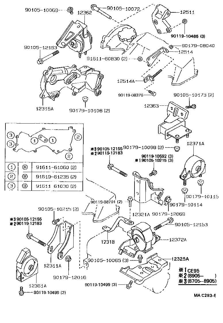 12361-64150 INSULATOR, ENGINE MOUNTING, FRONT(FOR TRANSVERSE ENGINE) product image