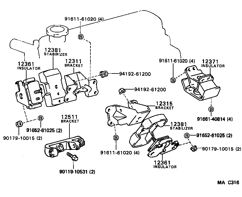 12307-50010 ABSORBER SUB-ASSY, ENGINE MOUNTING product image