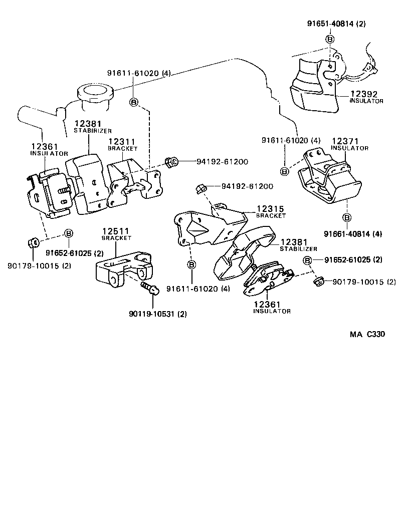 12311-70100 BRACKET, ENGINE MOUNTING, FRONT NO.1 RH product image