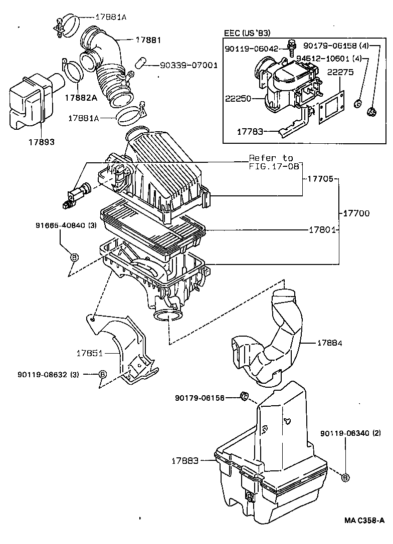 17705-11360 CAP SUB-ASSY, AIR CLEANER product image