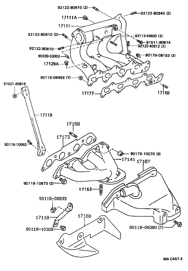 17141-16190 MANIFOLD, EXHAUST product image