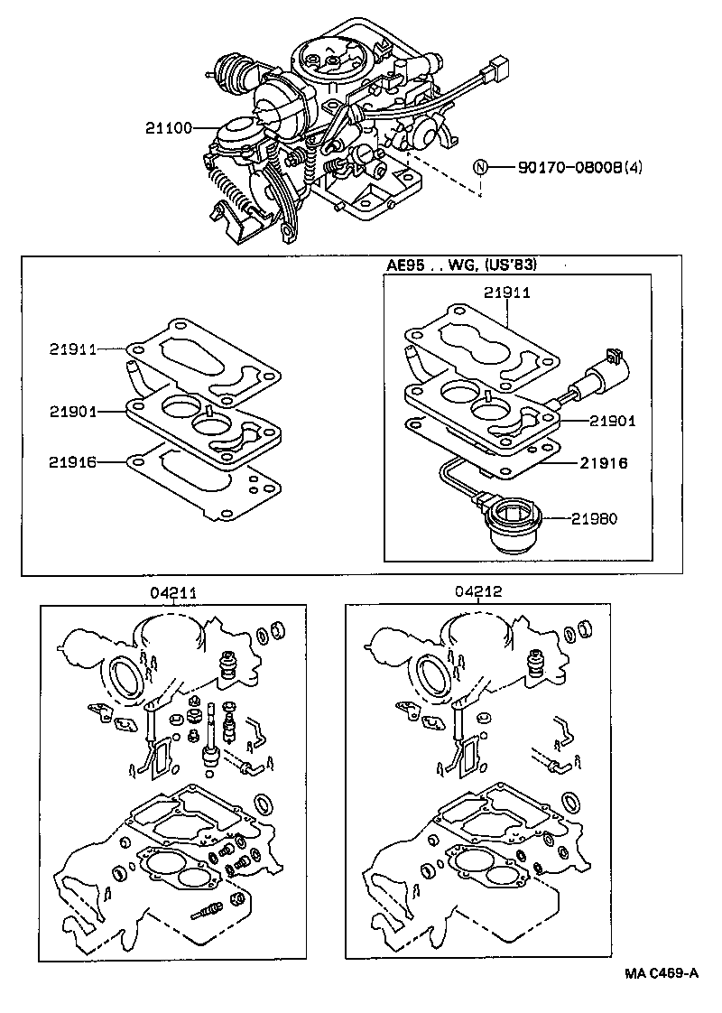 04212-11050 GASKET KIT, CARBURETOR product image