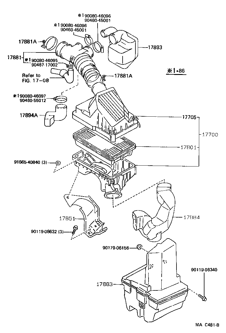 Toyota 17700-16630 CLEANER ASSY, AIR