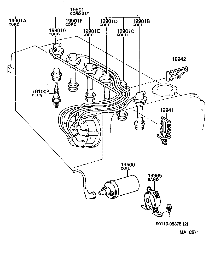 90919-15071 CORD, SPARK PLUG RESISTIVE, NO.2 product image