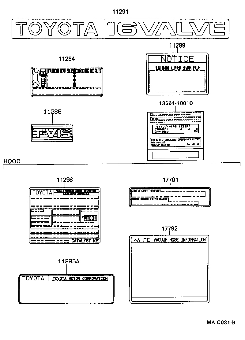 Toyota 11289-73020 PLATE, SPARK PLUG CAUTION