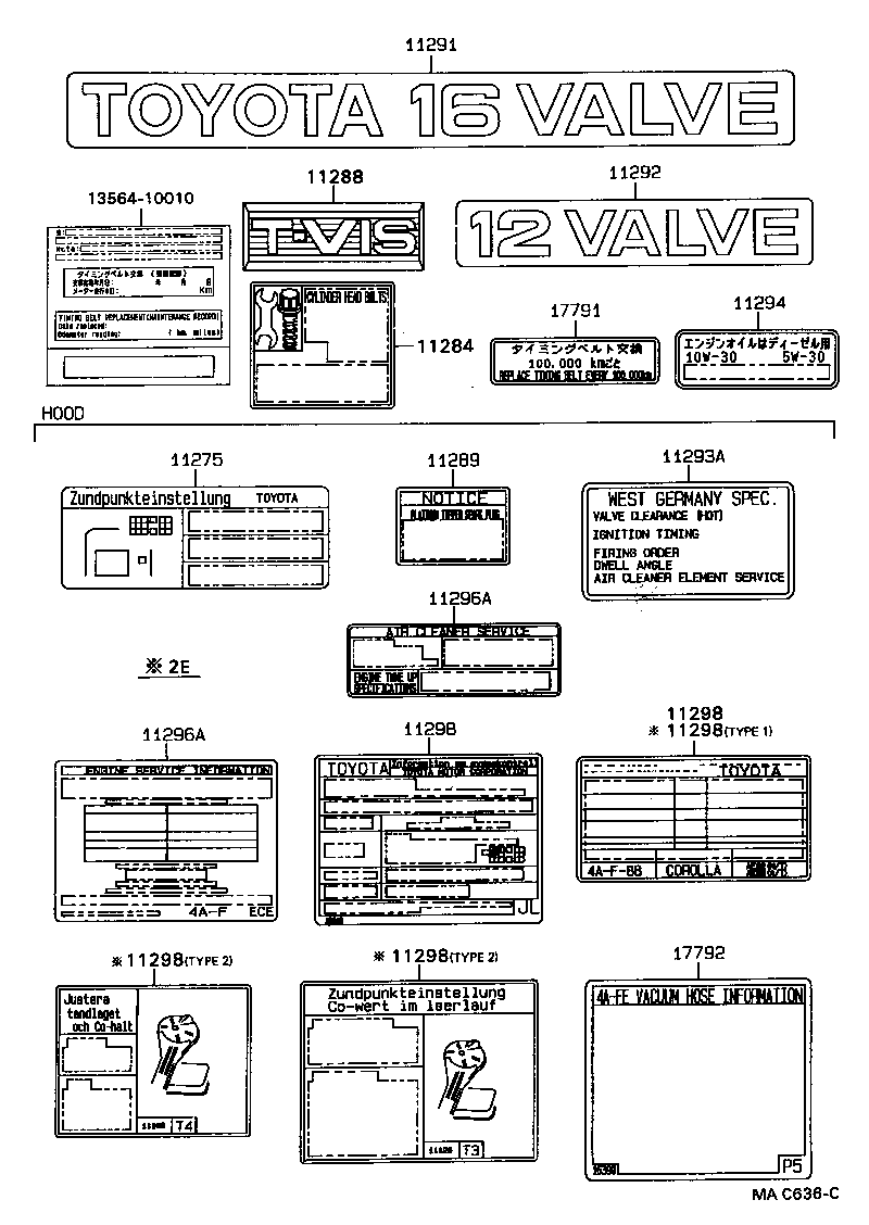 11296-16030 LABEL, ENGINE SERVICE INFORMATION product image