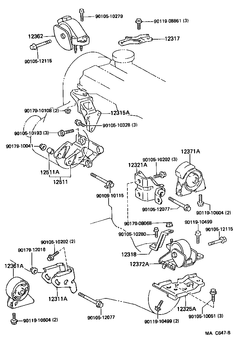 Toyota 12325-16100 BRACKET, ENGINE MOUNTING, LH(FOR TRANSVERSE ENGINE)