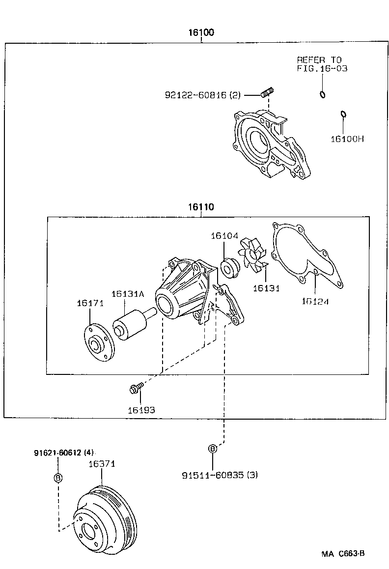 Toyota 16100-79185 PUMP ASSY, ENGINE WATER