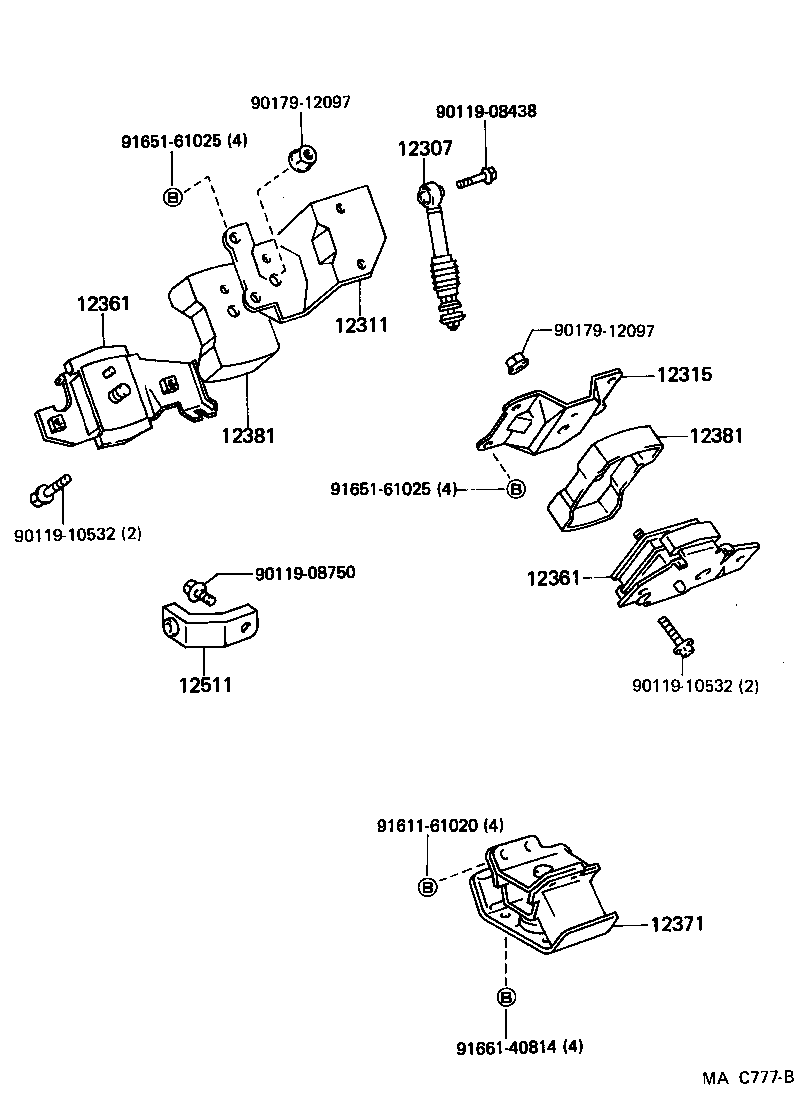 12307-50010 ABSORBER SUB-ASSY, ENGINE MOUNTING product image