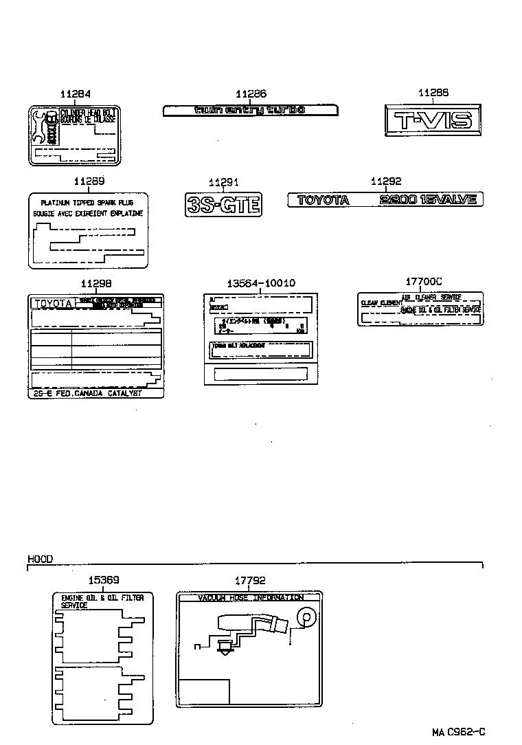 Toyota 11298-74660 PLATE, EMISSION CONTROL INFORMATION