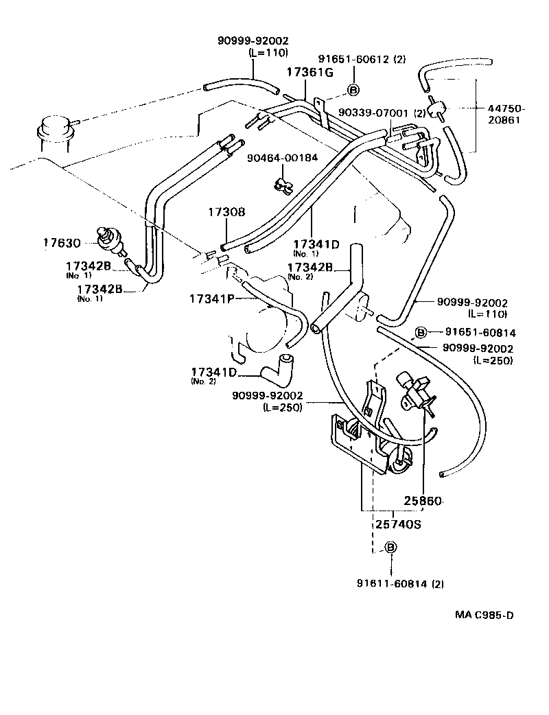 17342-74110 HOSE, NO.3(FOR IDLE-UP) product image