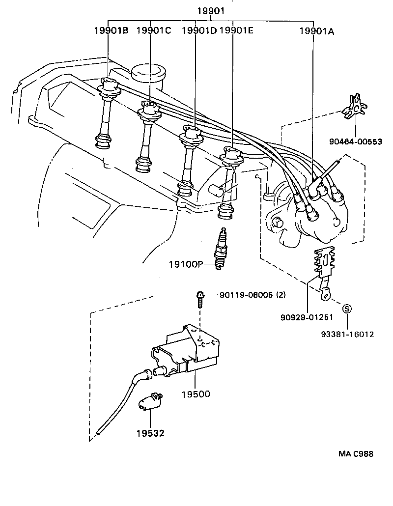 90919-15134 CORD, SPARK PLUG RESISTIVE, NO.1 product image
