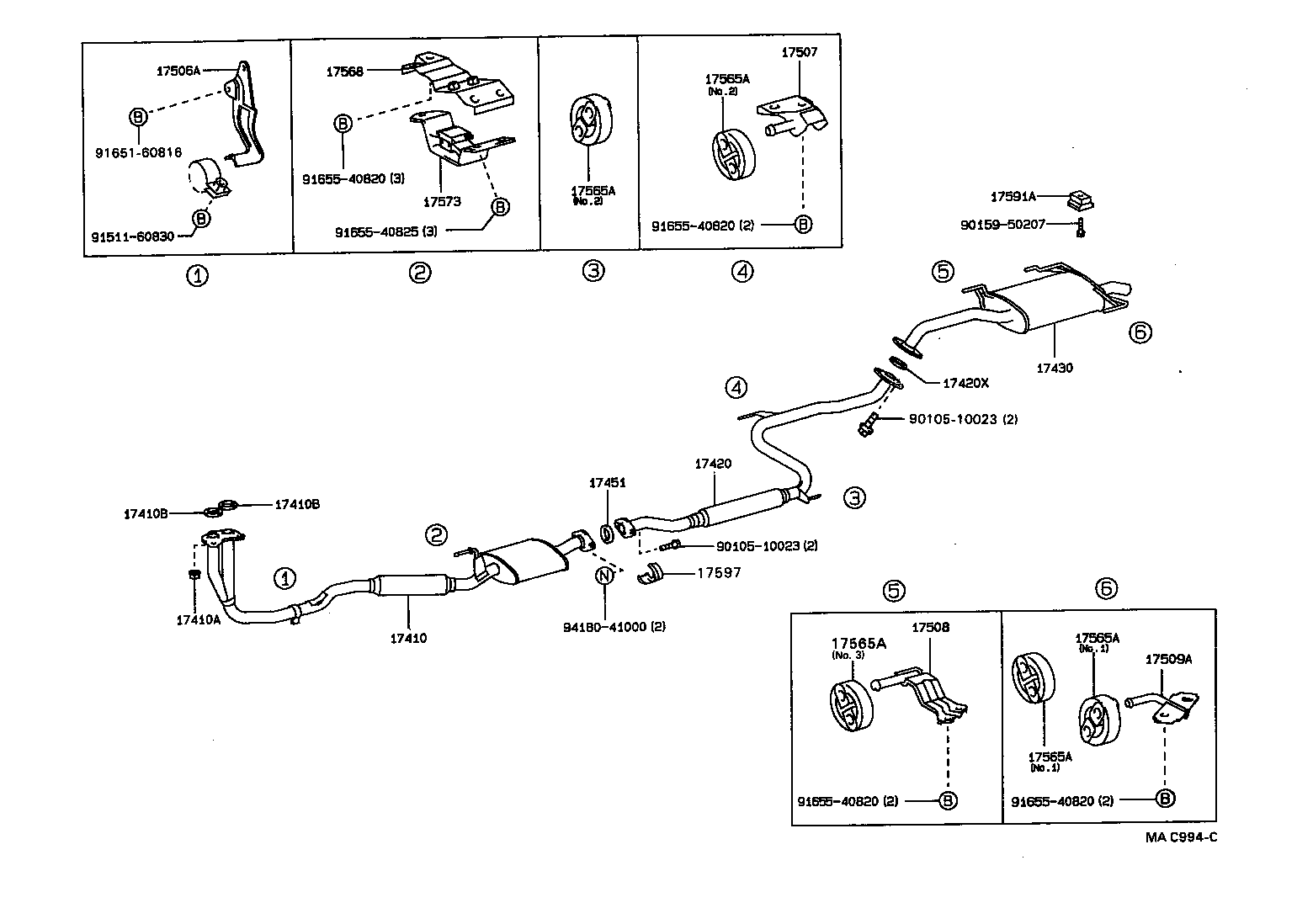 17410-74790 PIPE ASSY, EXHAUST, FRONT product image