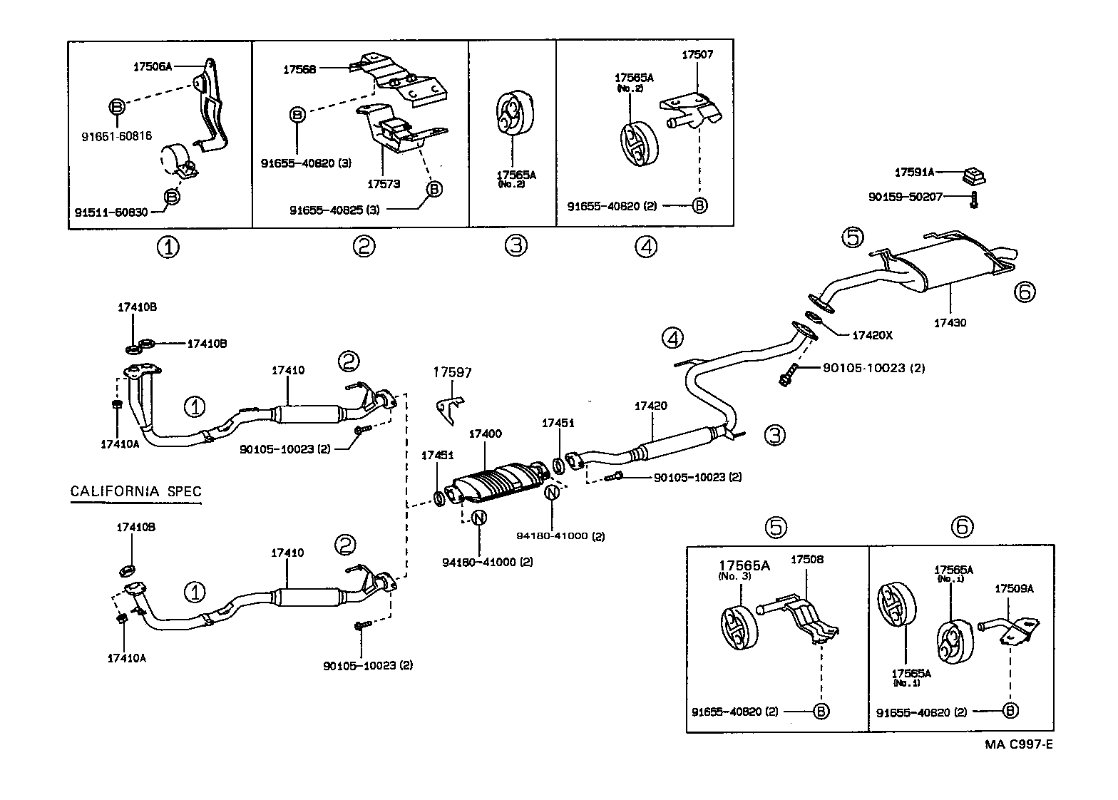 17420-74451 PIPE ASSY, EXHAUST, CENTER product image