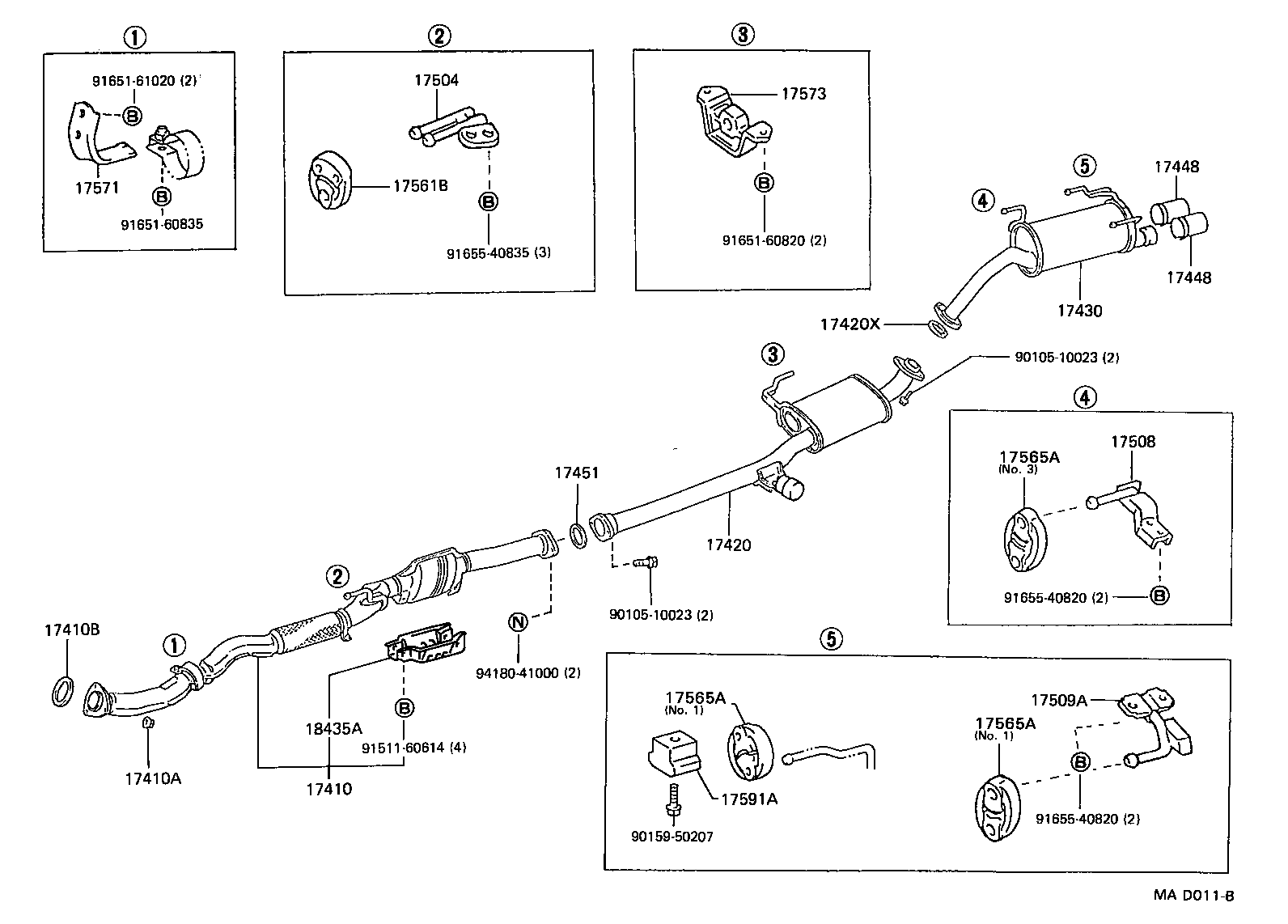 17420-74451 PIPE ASSY, EXHAUST, CENTER product image