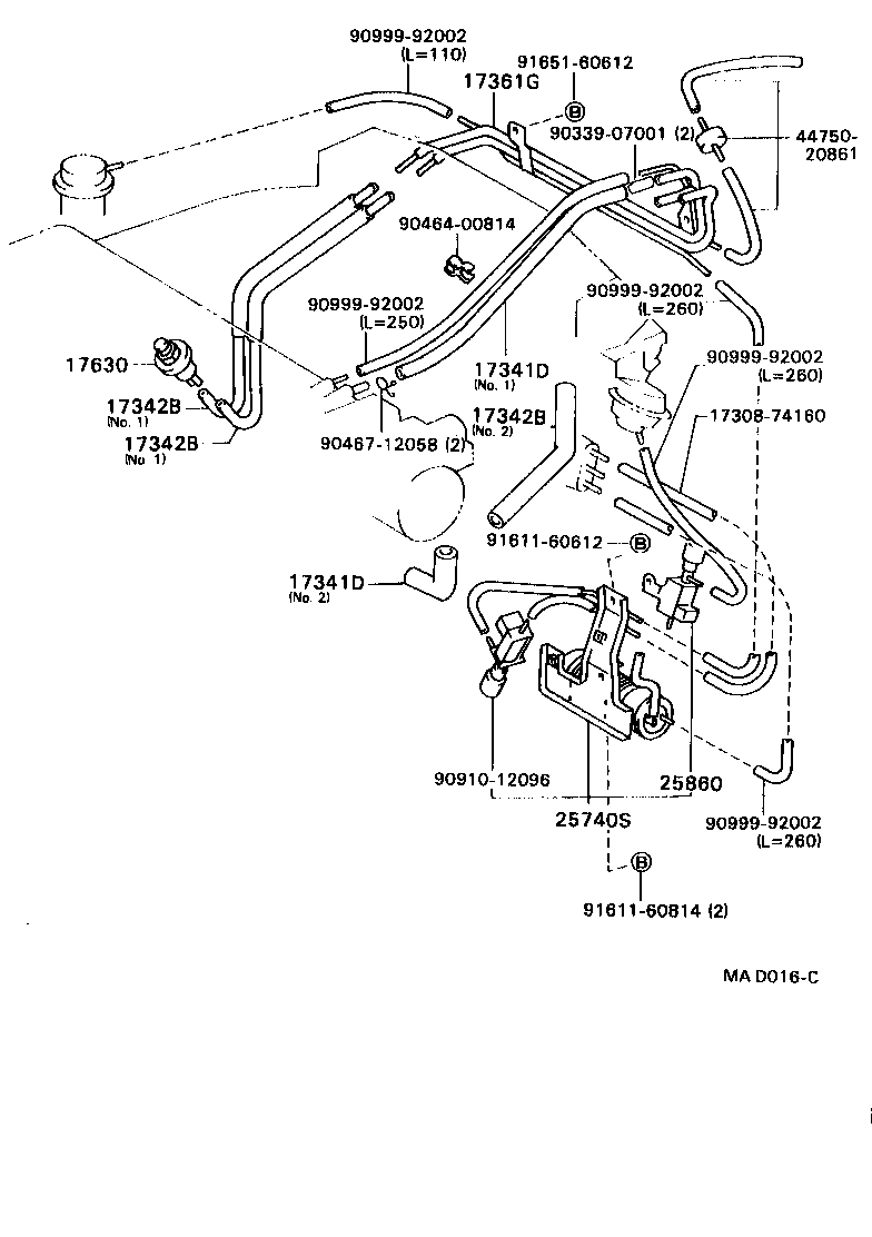 17342-74050 HOSE, NO.2(FOR IDLE-UP) product image