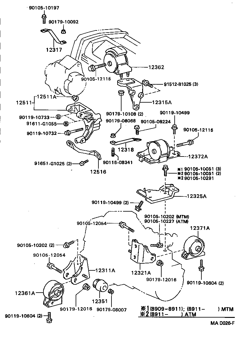 12372-74340 INSULATOR, ENGINE MOUNTING, LH(FOR TRANSVERSE ENGINE) product image