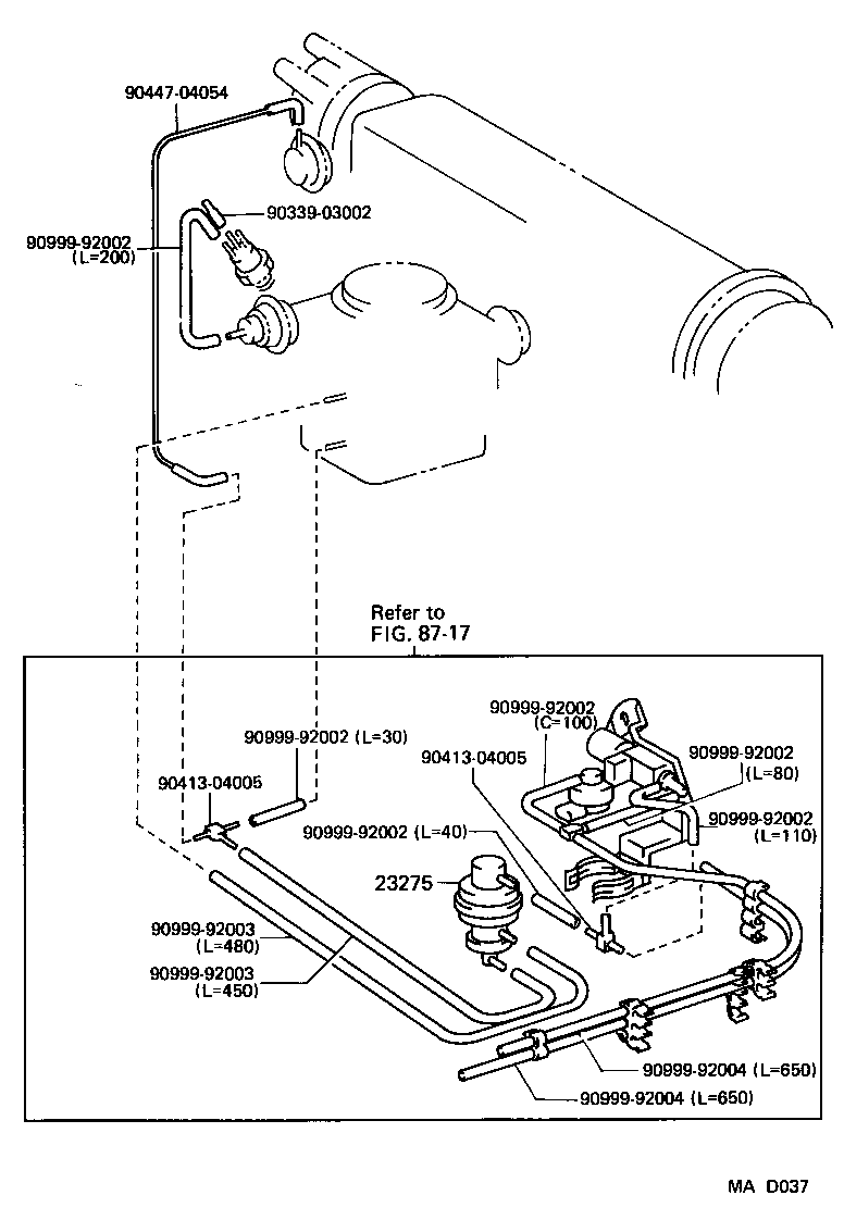 25706-16320 PIPE SUB-ASSY, VACUUM TRANSMITTING, NO.1 product image