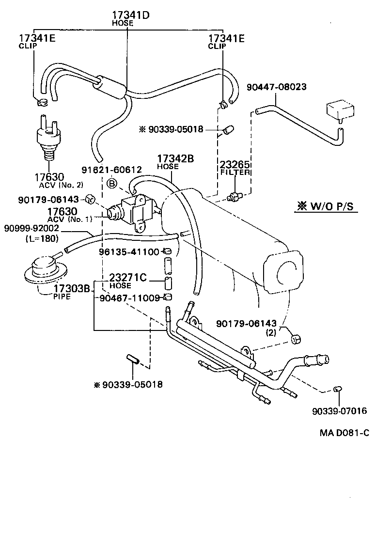 17341-74080 HOSE, NO.1(FOR IDLE-UP) product image