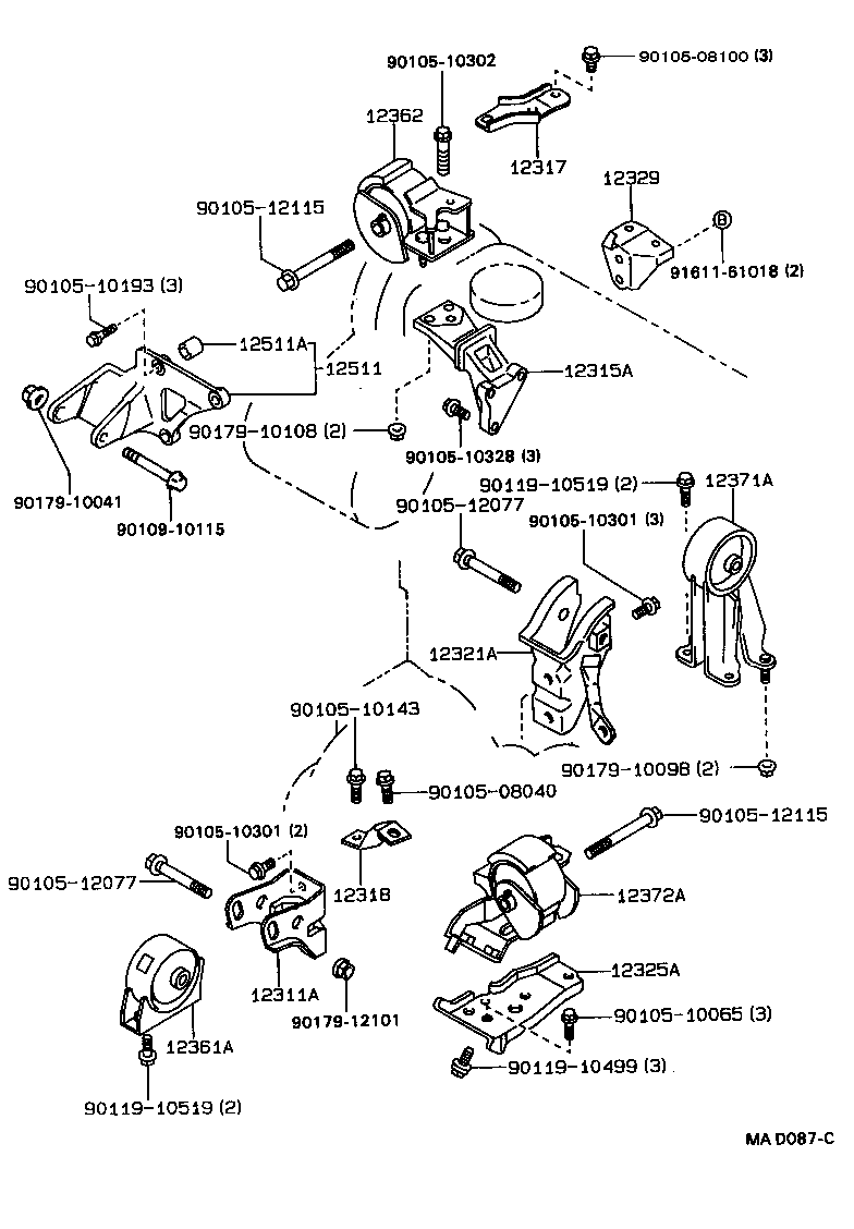 12361-64170 INSULATOR, ENGINE MOUNTING, FRONT(FOR TRANSVERSE ENGINE) product image