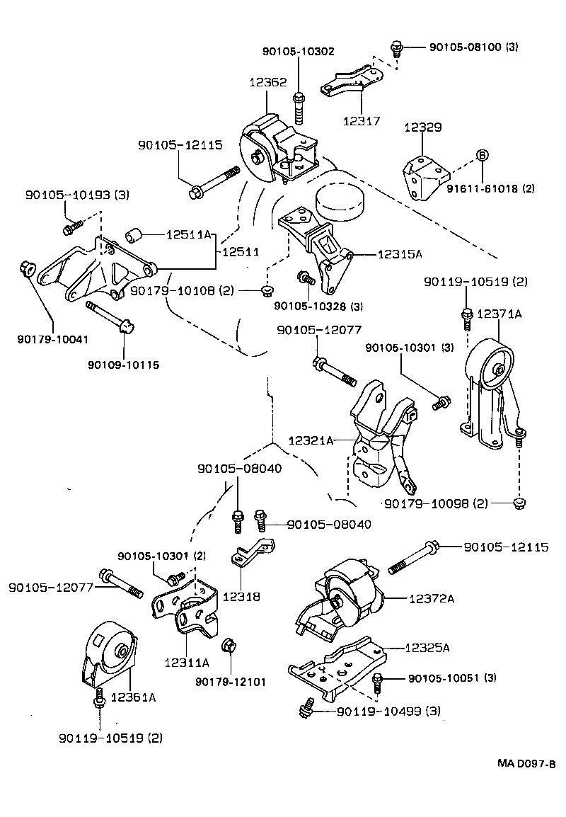 12361-64170 INSULATOR, ENGINE MOUNTING, FRONT(FOR TRANSVERSE ENGINE) product image