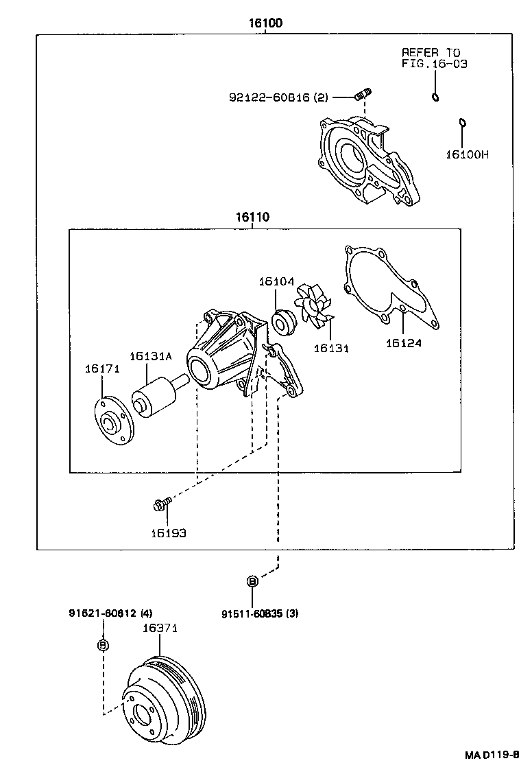 16100-19315 PUMP ASSY, ENGINE WATER product image