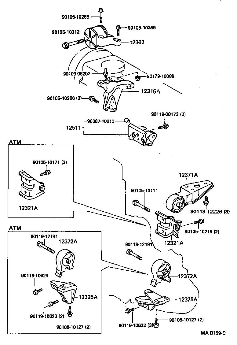 12315-55031 BRACKET, ENGINE MOUNTING, RH(FOR TRANSVERSE ENGINE) product image