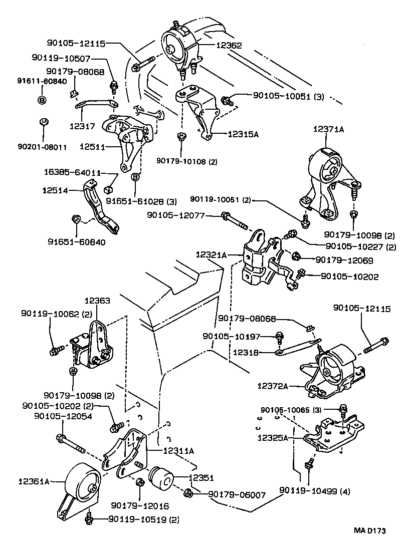 12361-16160 INSULATOR, ENGINE MOUNTING, FRONT(FOR TRANSVERSE ENGINE) product image