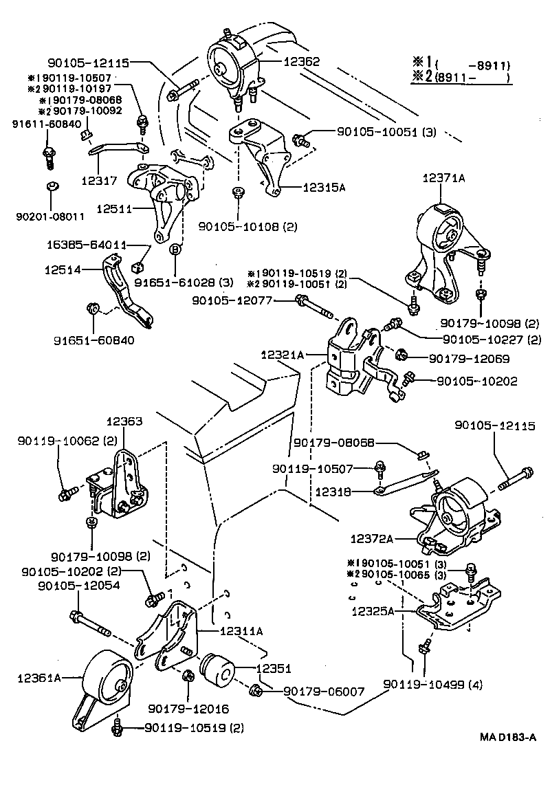 12321-15090 BRACKET, ENGINE MOUNTING, REAR(FOR TRANSVERSE ENGINE) product image