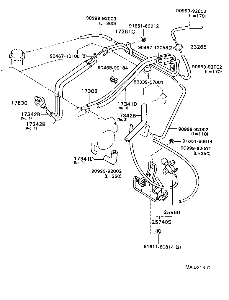 17341-74080 HOSE, NO.1(FOR IDLE-UP) product image