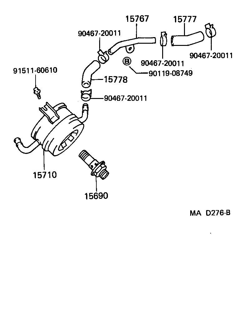 15767-50010 PIPE, OIL COOLER product image