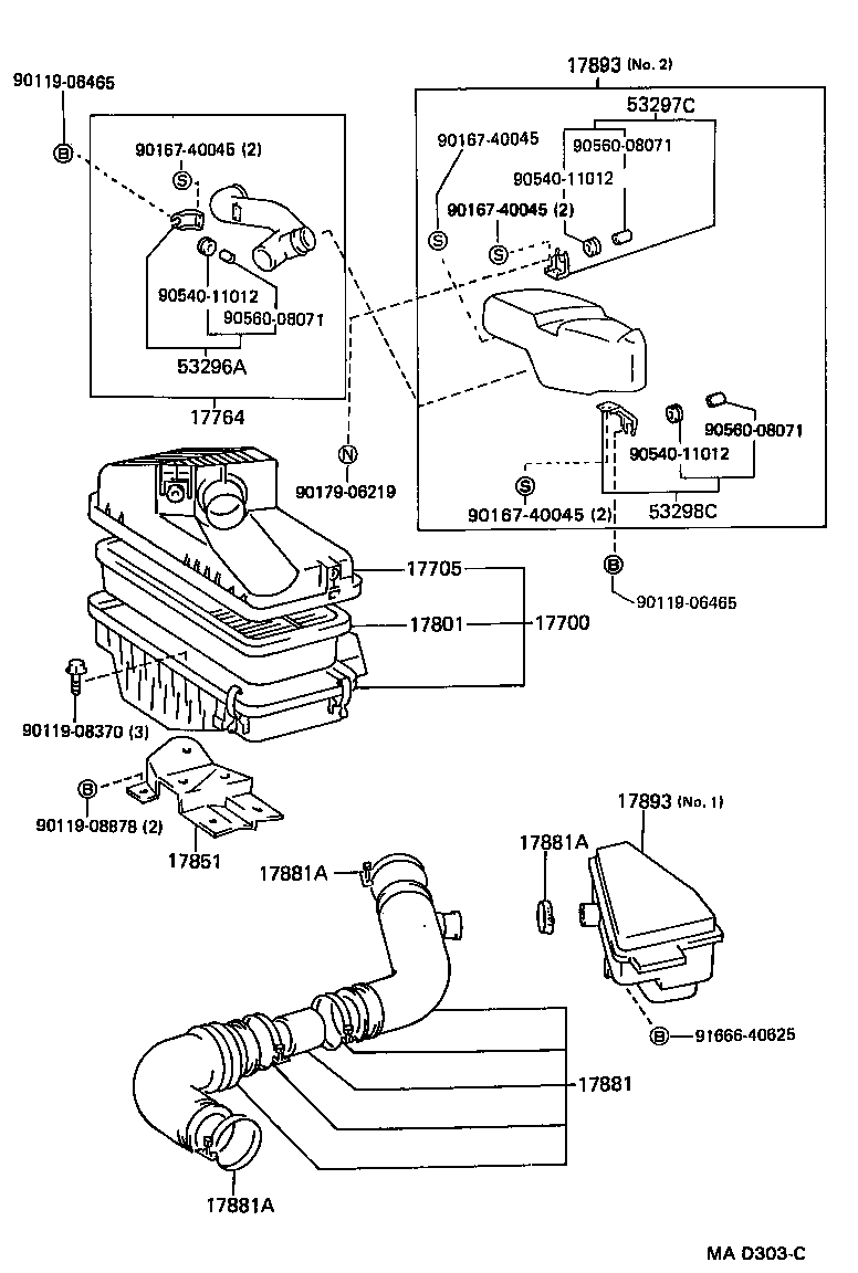 Toyota 90467-20134 CLAMP OR CLIP(FOR AIR HOSE, NO.1)