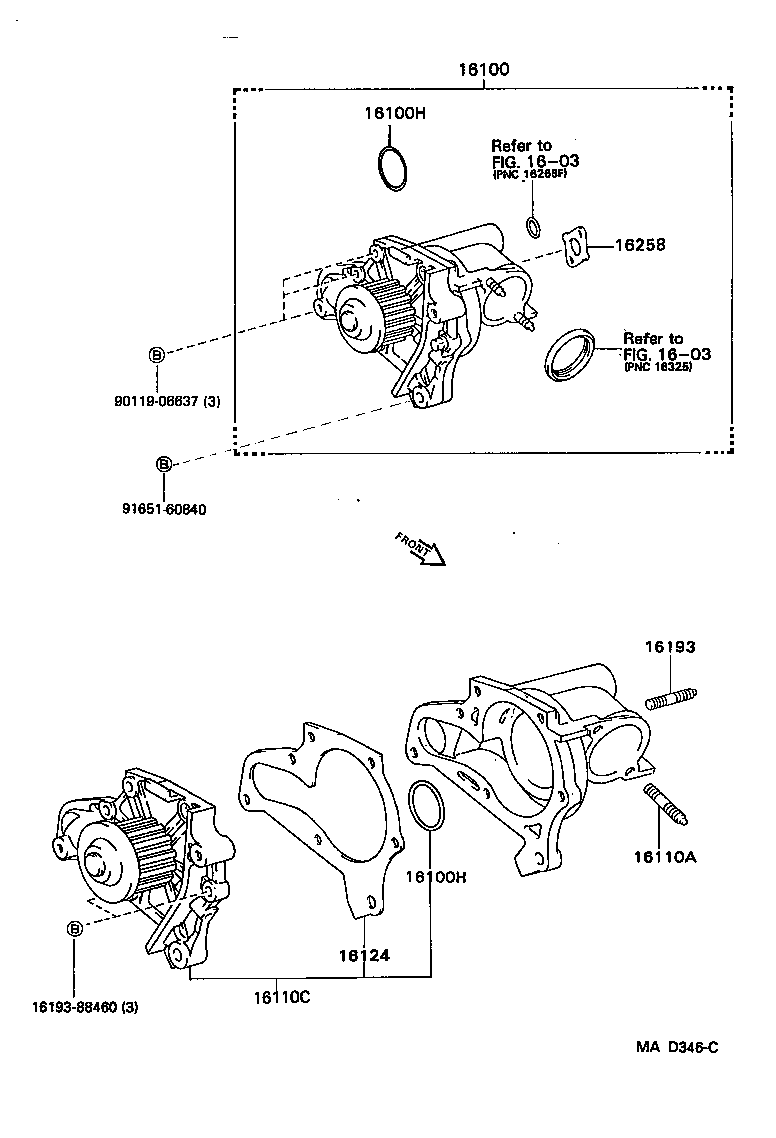 Toyota 16100-79126 PUMP ASSY, ENGINE WATER