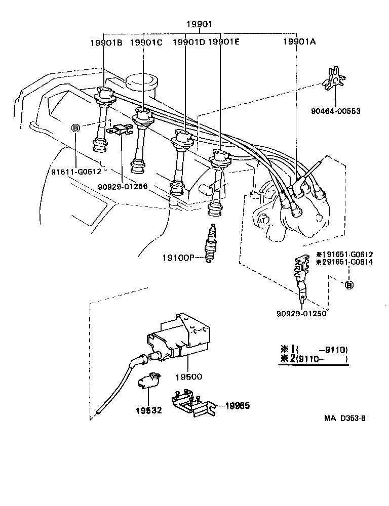 90919-15331 CORD, SPARK PLUG RESISTIVE, NO.3 product image