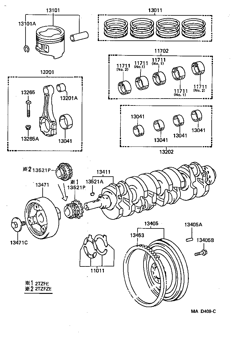 Toyota 13011-75030 RING SET, PISTON