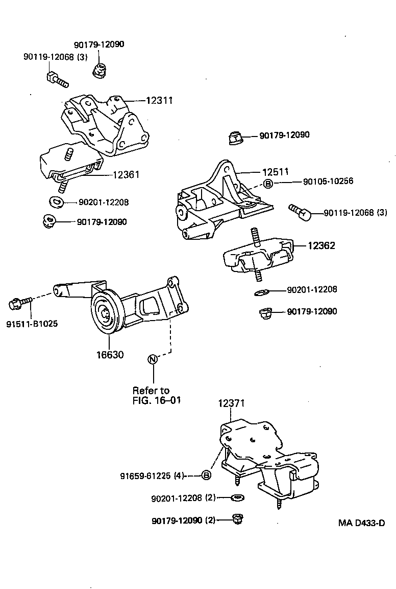 Toyota 12361-17011 INSULATOR, ENGINE MOUNTING, FRONT