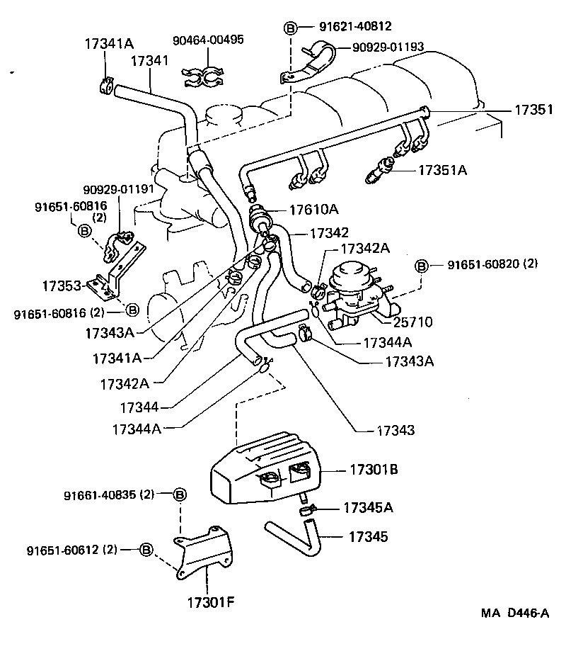 Toyota 17342-61060 HOSE, NO.2(FOR AIR INJECTION SYSTEM)