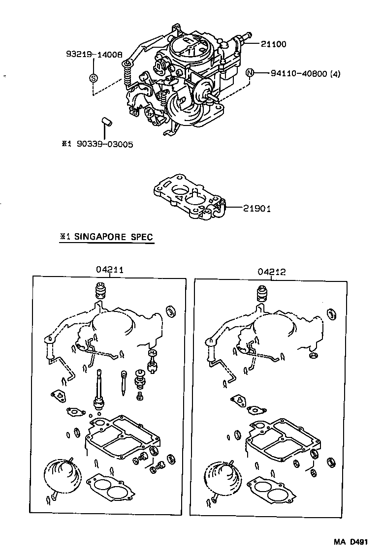 04211-11101 CARBURETOR KIT product image