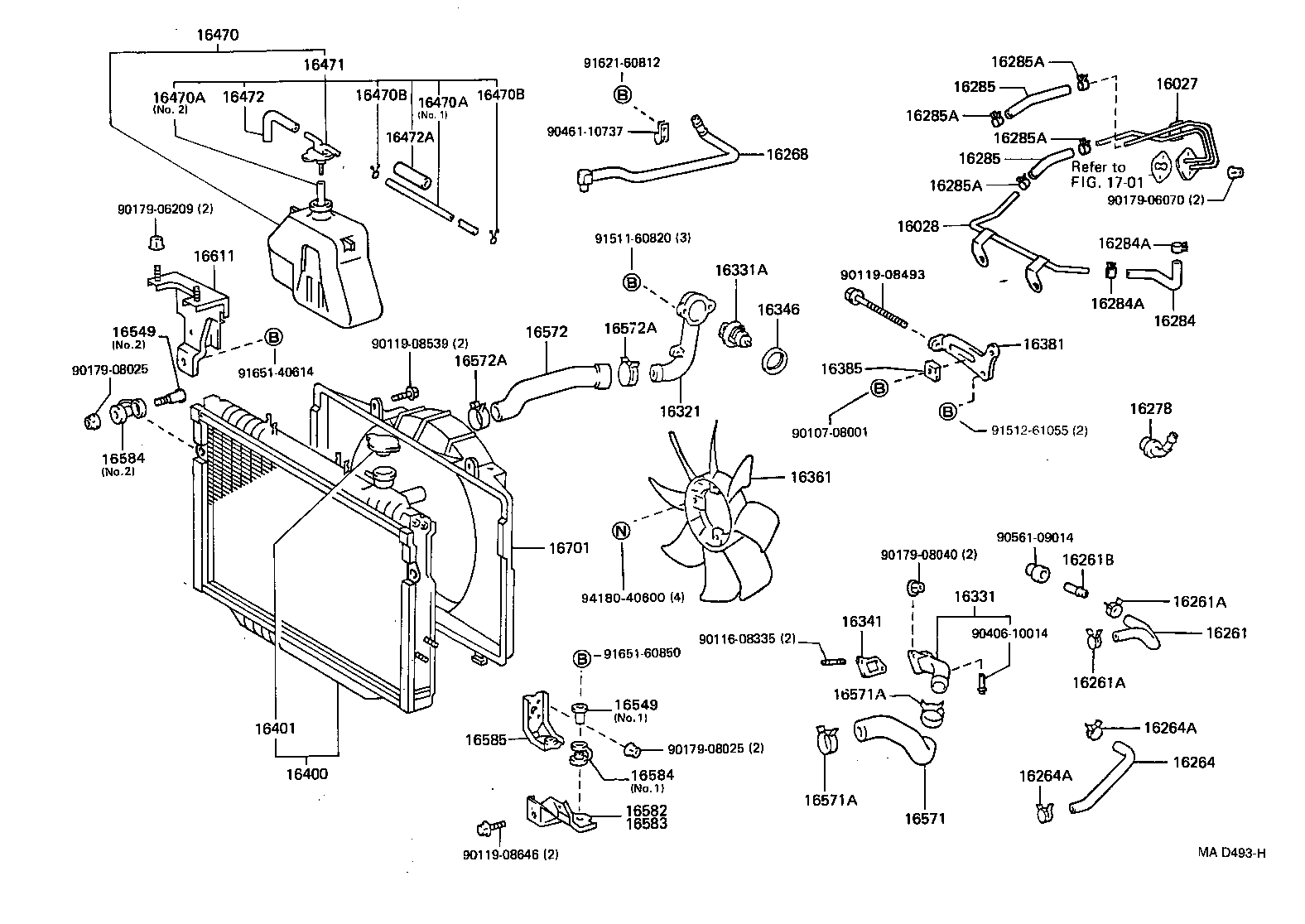 16028-17010 PIPE SUB-ASSY, TURBO WATER, NO.2 product image
