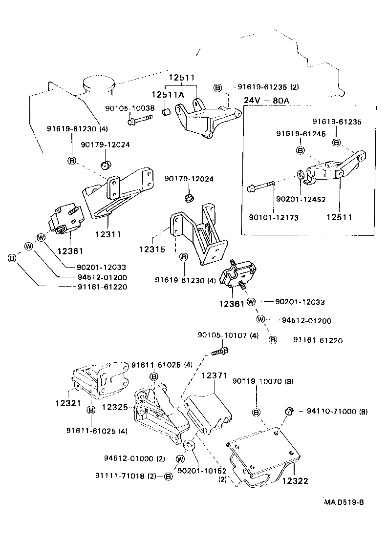 12322-68010 BRACKET, ENGINE MOUNTING, REAR NO.2 product image