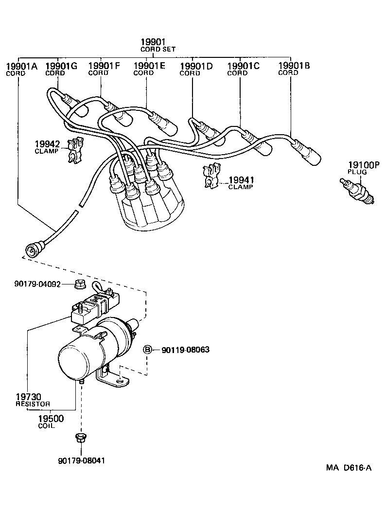 90919-21546 CORD SET, COIL & SPARK, W/RESISTIVE product image